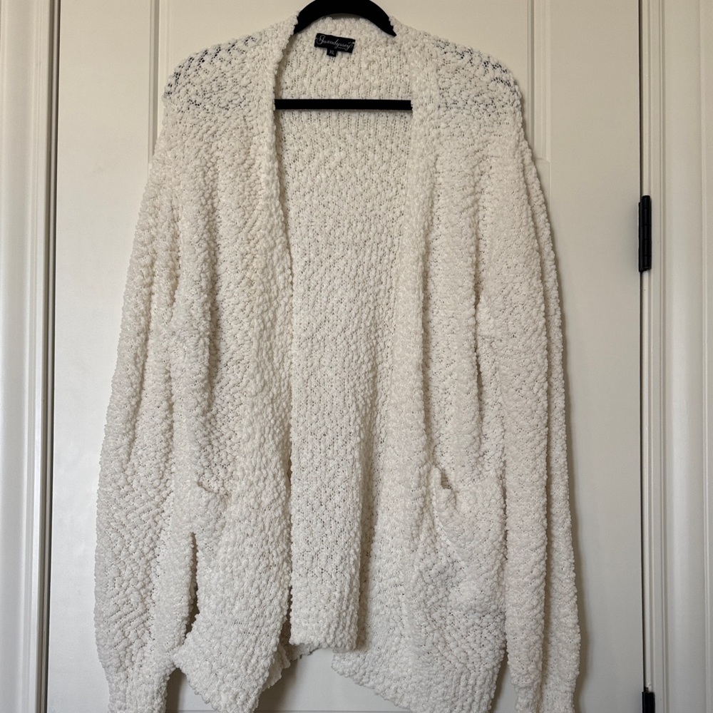 Cozy White Textured Cardigan